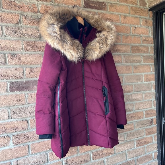 POINT ZERO |  Burgundy winter spring faux fur hooded snow jacket co… - Picture 8 of 16